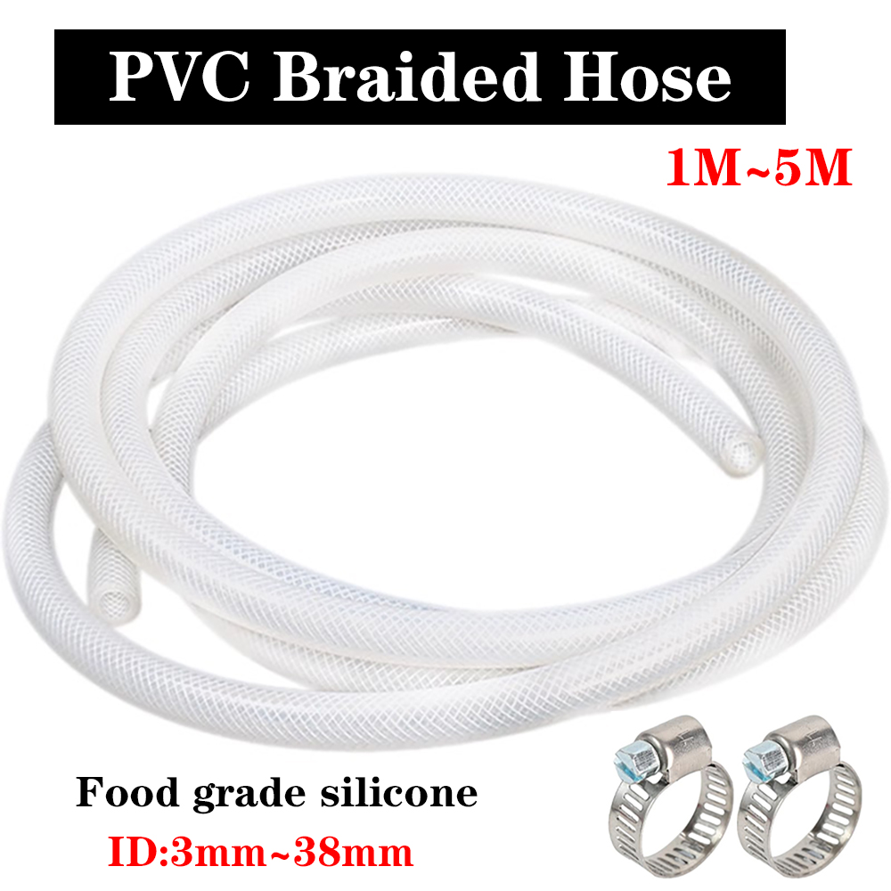 Flexible Hose Braided - 1M Braided Clear Flexible PVC Tubing